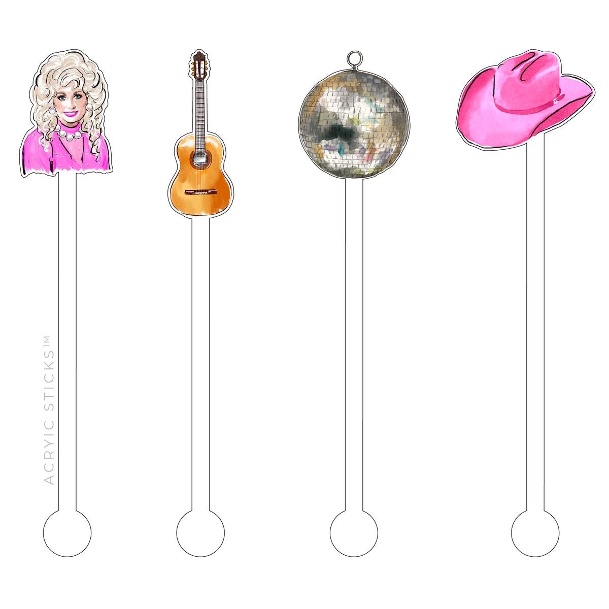 DISCO DOLLY ACRYLIC STIR STICKS COMBO