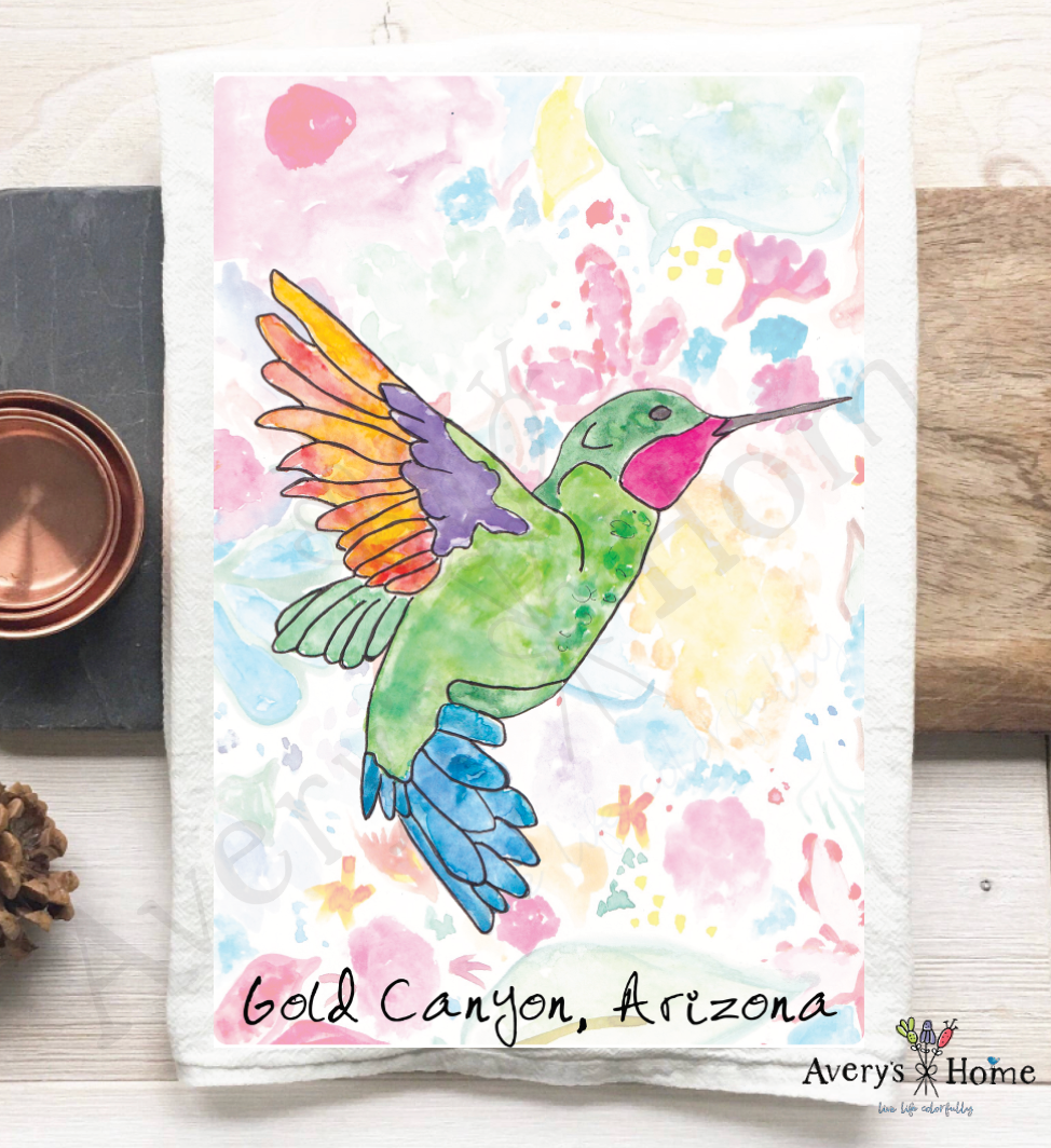 Custom GC Ruby Throated Hummingbird Kitchen Towel