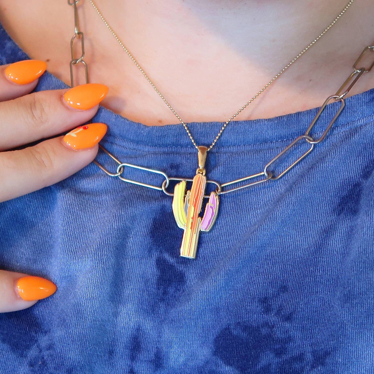 "Technicolor Saguaro" Short Necklace