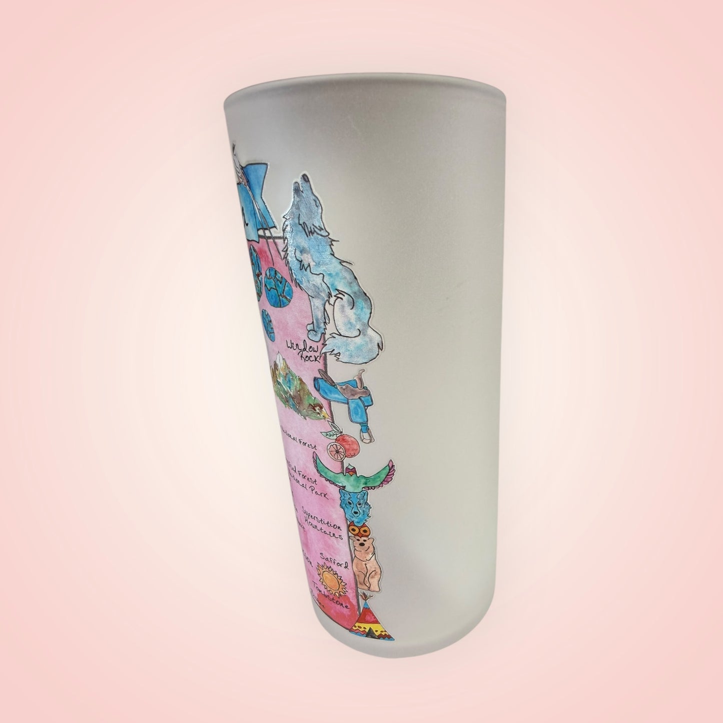 State Map-Arizona Frosted Drinking Glass Dishwasher Safe