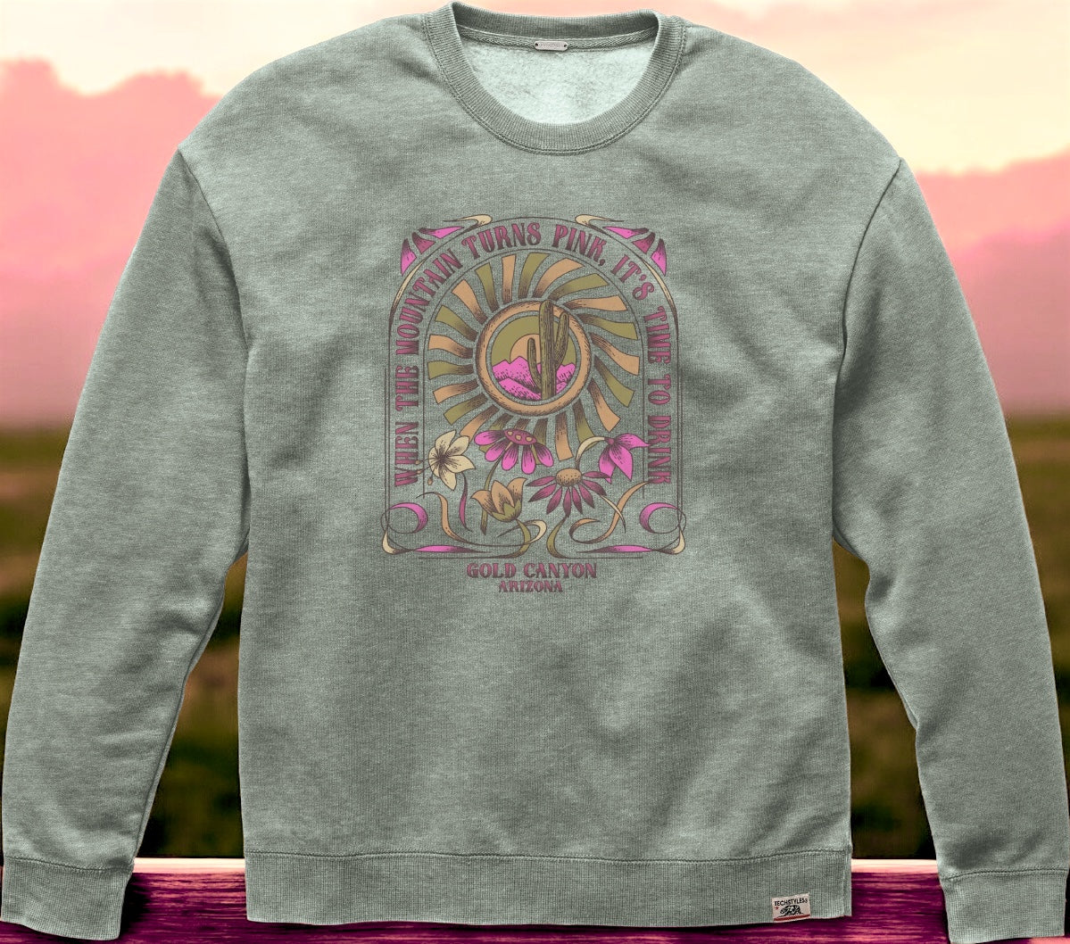 Flower Power Women’s Weathered Crew, Gold Canyon, ARIZONA