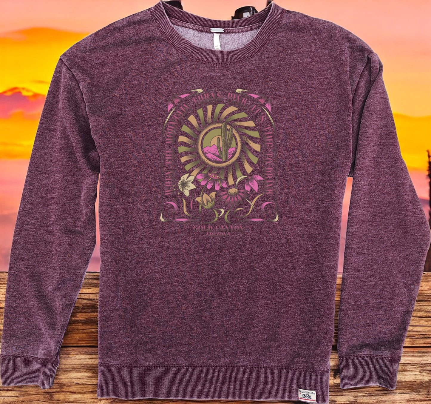 Flower Power Women’s Weathered Crew, Gold Canyon, ARIZONA