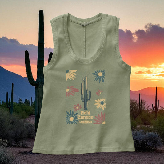 U Neck Tank- Illuminated Cactus