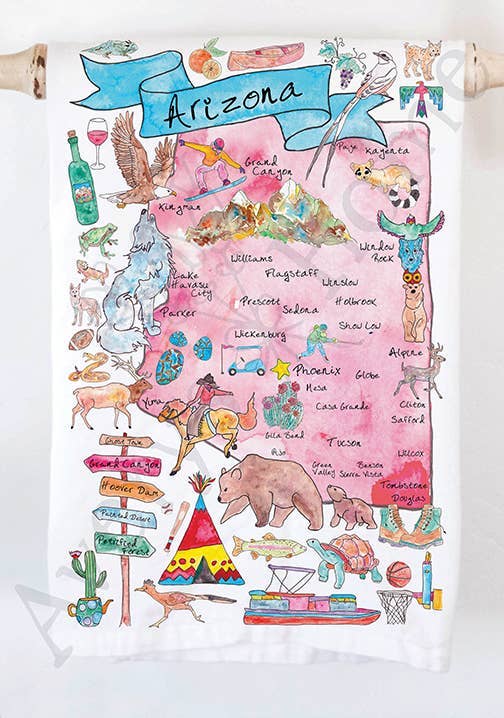 State Map Kitchen Towel-Arizona