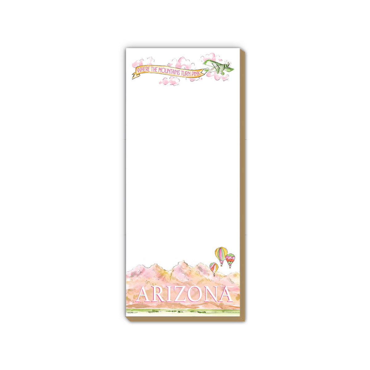 "Where th Mountains Turn Pink" Airplane Banner Skinny Notepad