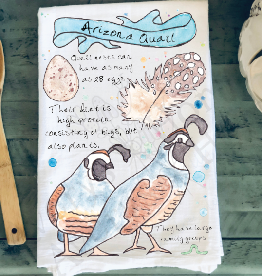 Quail AZ Bird Watcher Tea Towel