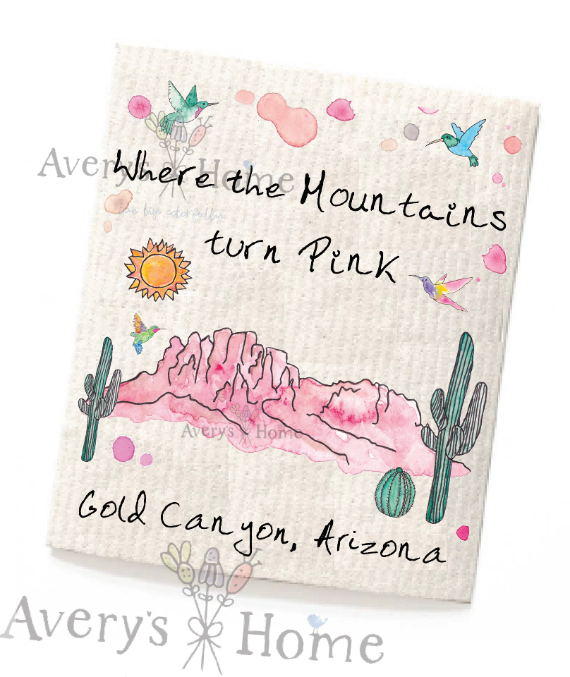Gold Canyon Where the Mountains turn Pink Swedish Cloth
