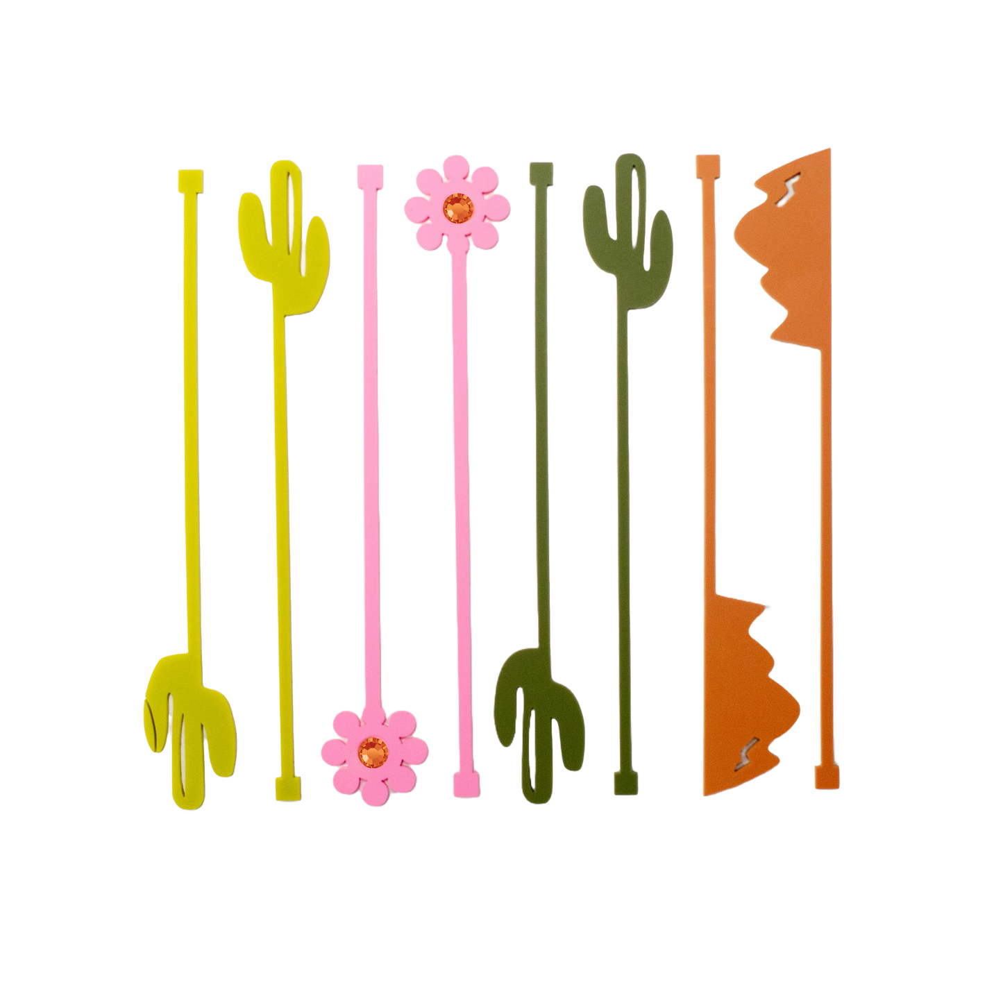 Cactus Mountain Western Acrylic Swizzle Drink Stirrers