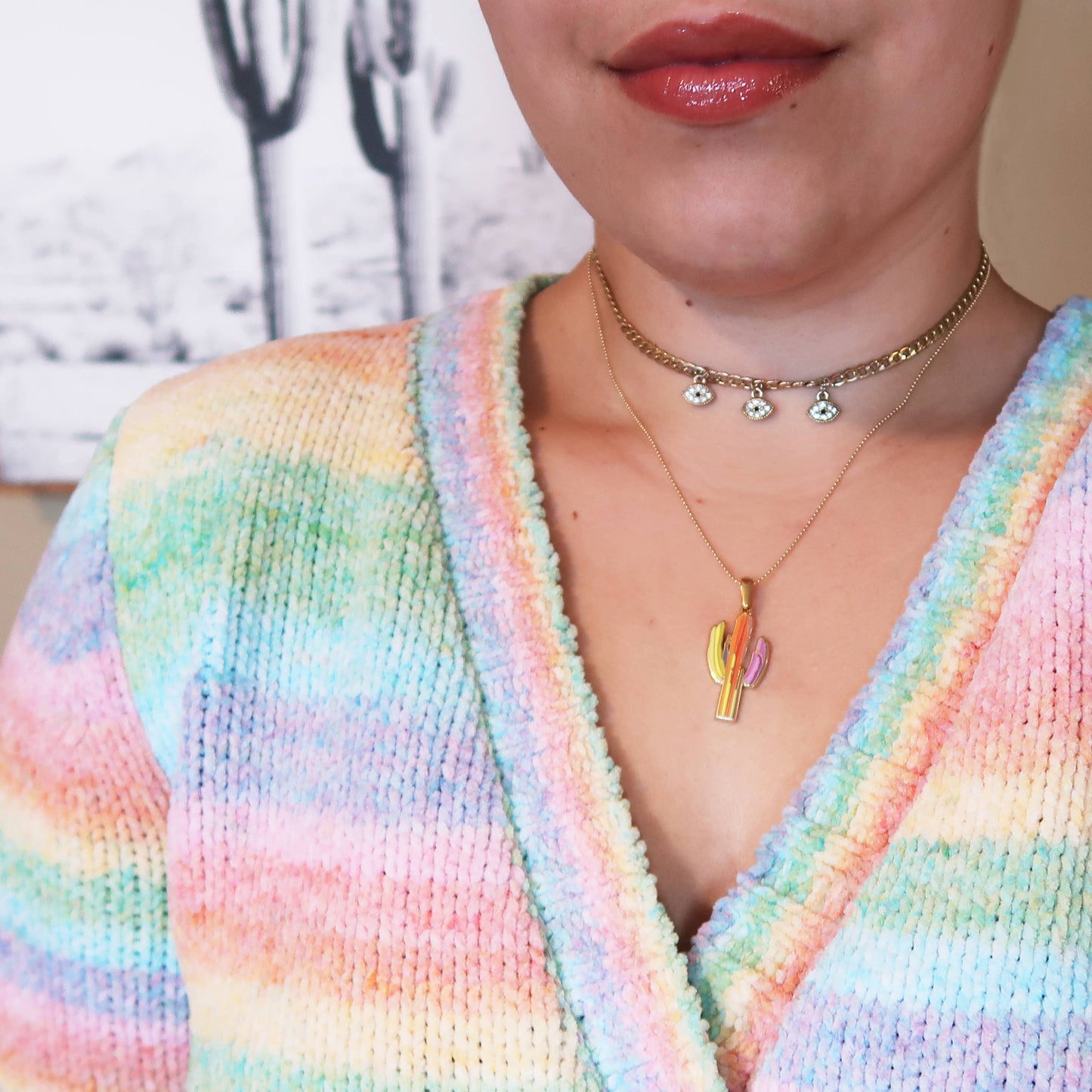 "Technicolor Saguaro" Short Necklace