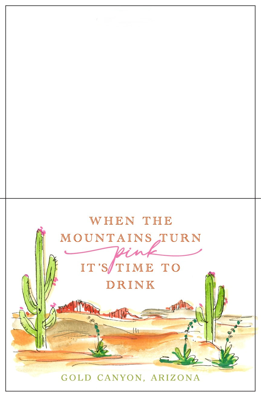 When the Mountains Turn Pink Folded Note Card-Custom