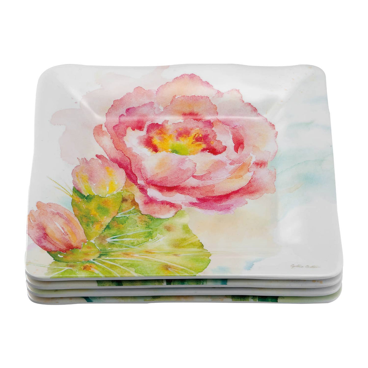 Cactus Bloom Tidbit Plate Set