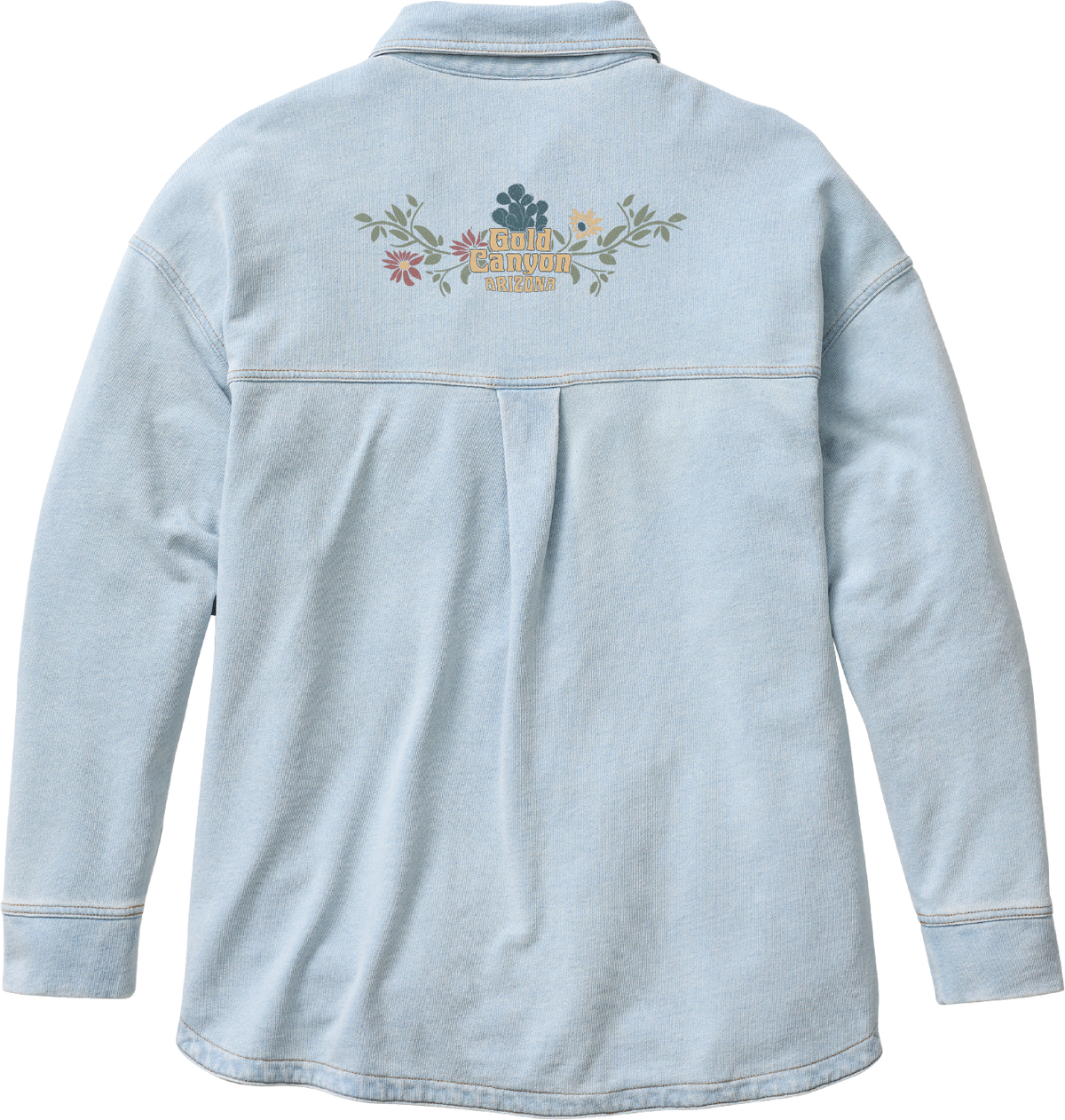 Chambray “Shacket” with  Gold Canyon motif