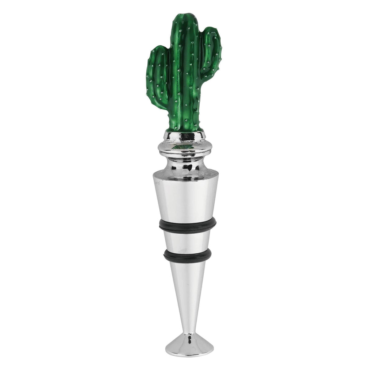 Cactus Zinc Alloy Wine Bottle Stopper, Painted: Zinc Alloy / 4 3/8" L
