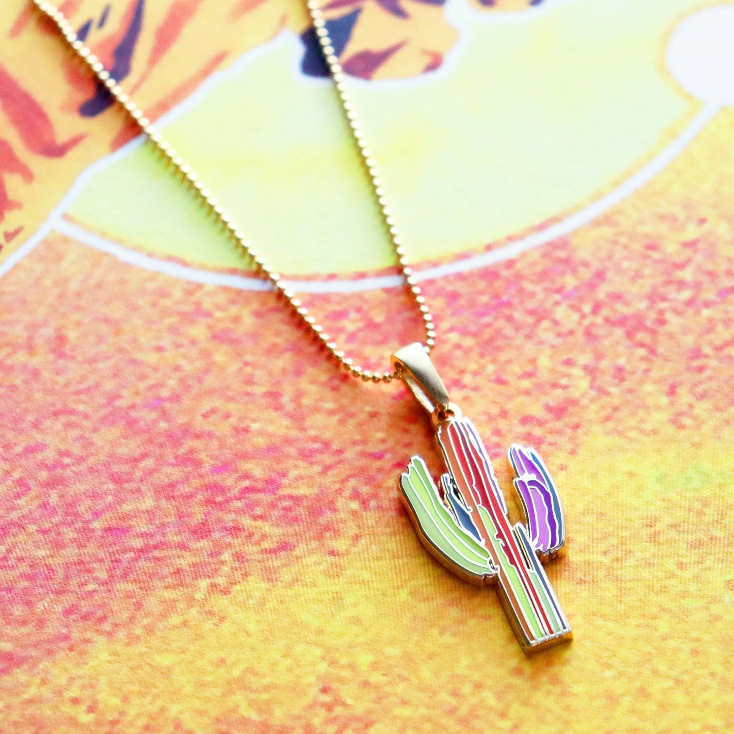 "Technicolor Saguaro" Short Necklace