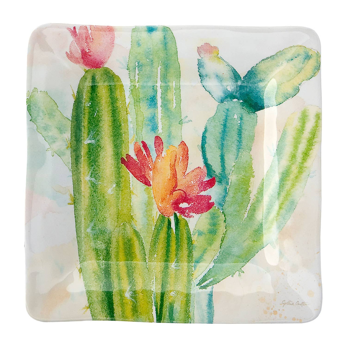 Cactus Bloom Tidbit Plate Set