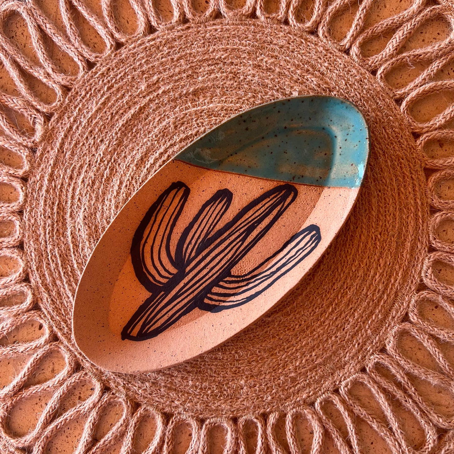 Cacti Oval Trinket Dishes: Saguaro/Teal