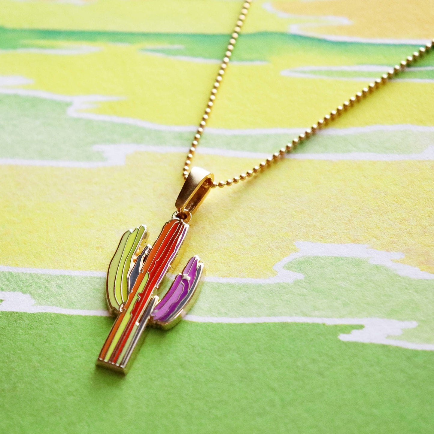 "Technicolor Saguaro" Short Necklace