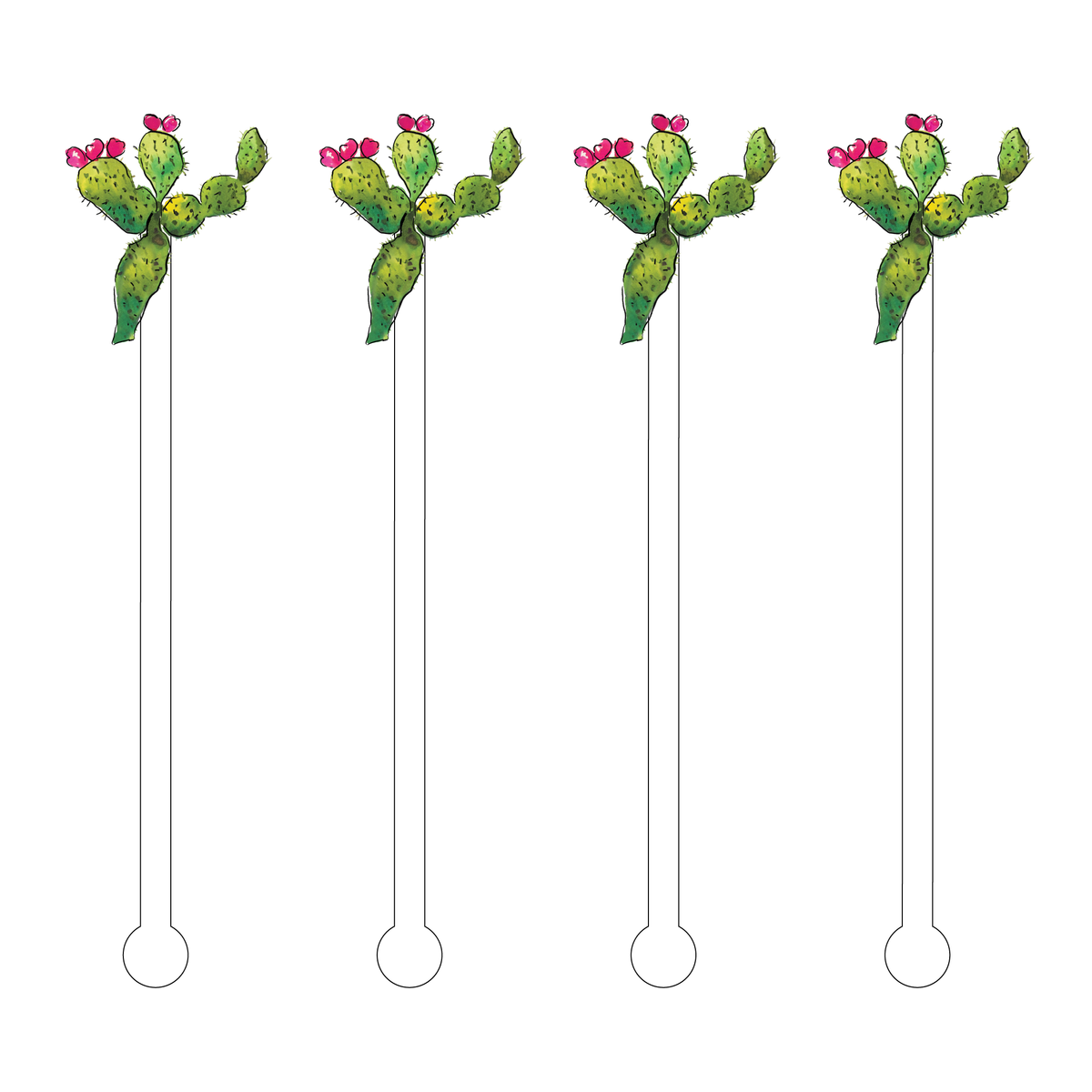 PRICKLY PEAR CACTUS ACRYLIC STIR STICKS