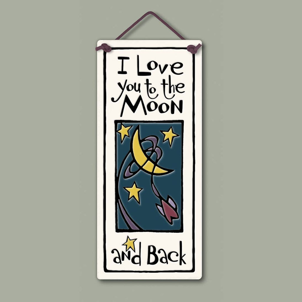 Moon and Back Ceramic Quote Tile Hand Glazed