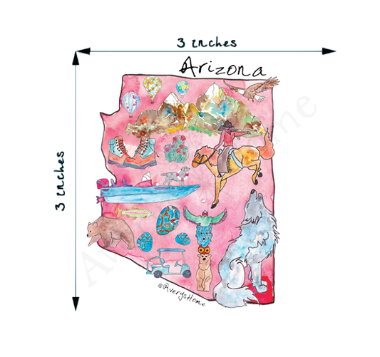 State Icon Map Art 3" White Vinyl Die-Cut Sticker-Arizona
