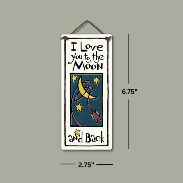 Moon and Back Ceramic Quote Tile Hand Glazed