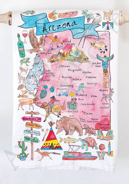 State Map Kitchen Towel-Arizona