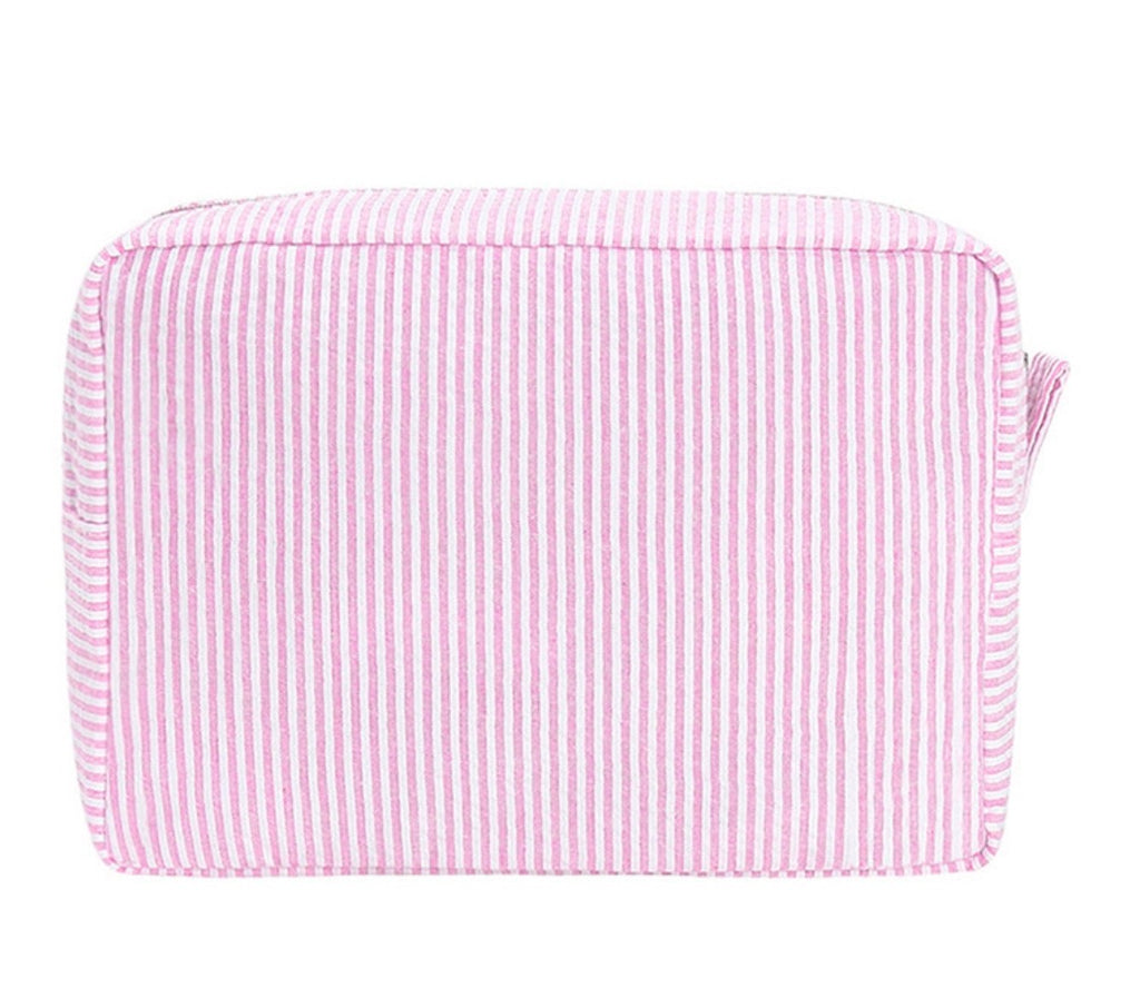 Pink Pinstriped Makeup Bag