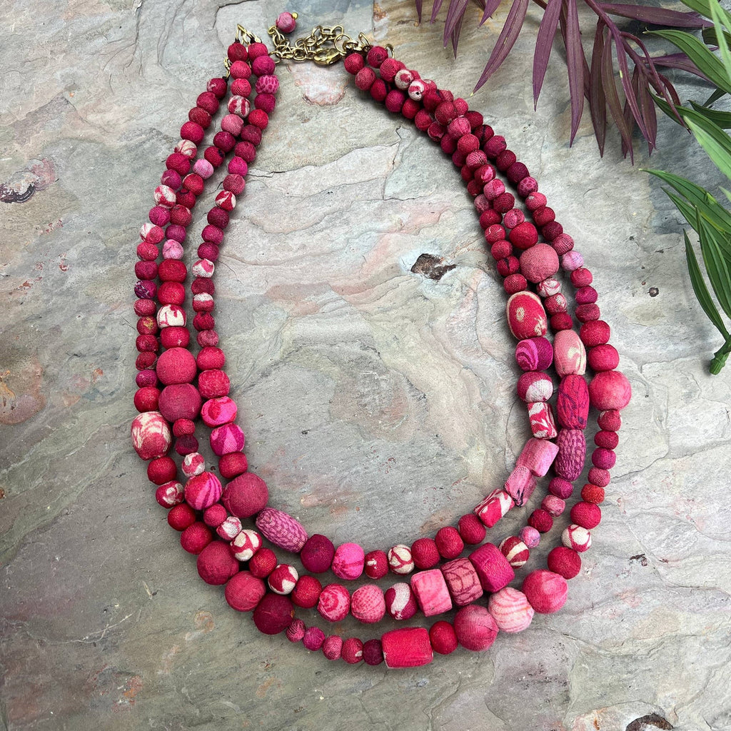 Kantha Necklace Triple Strand