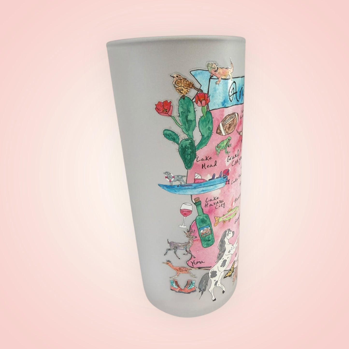 State Map-Arizona  Frosted Drinking Glass Dishwasher Safe