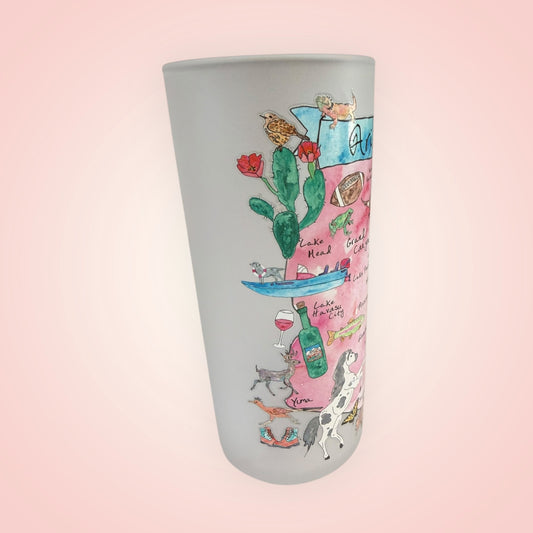 State Map-Arizona  Frosted Drinking Glass Dishwasher Safe