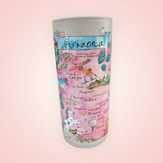 State Map-Arizona  Frosted Drinking Glass Dishwasher Safe