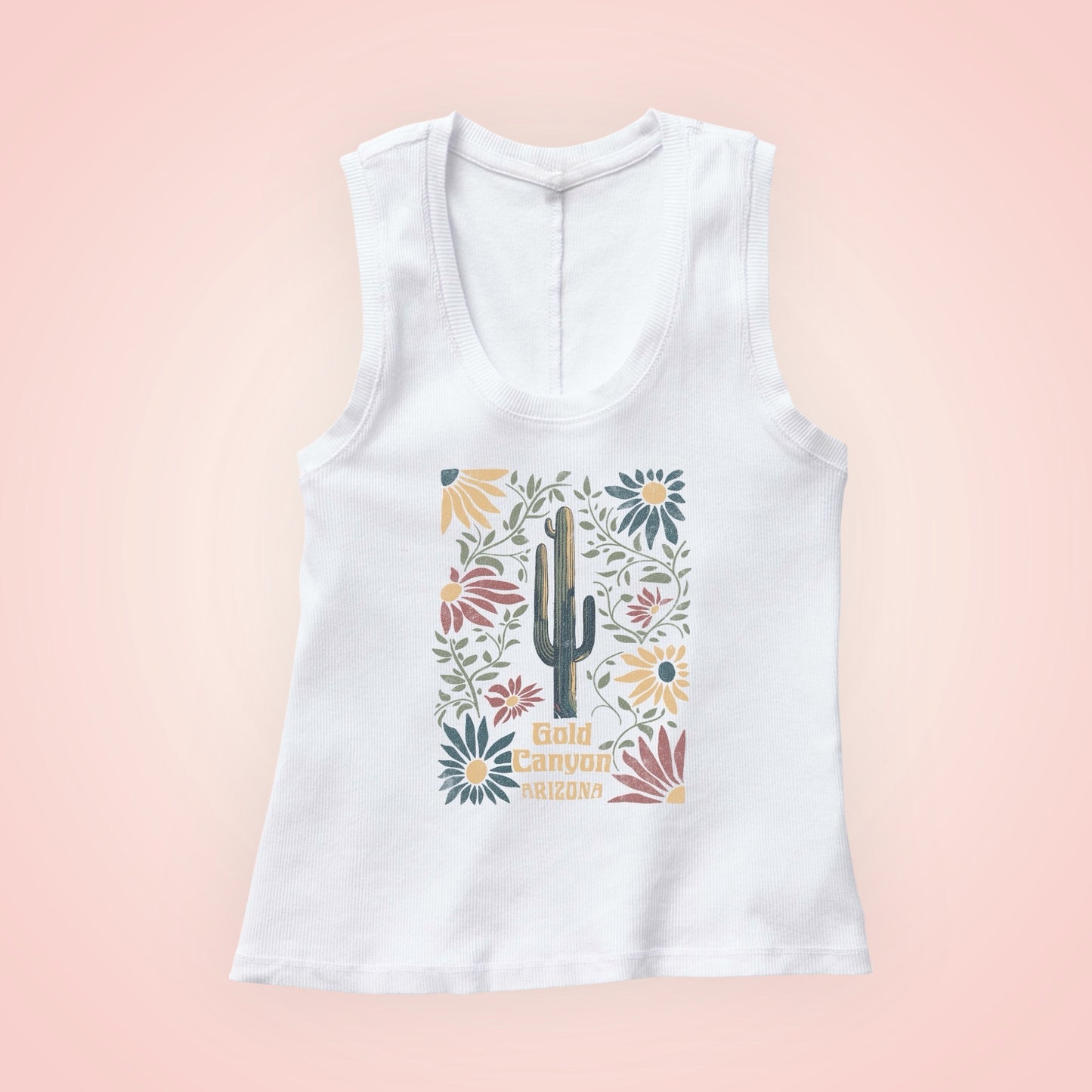 U Neck Tank- Illuminated Cactus
