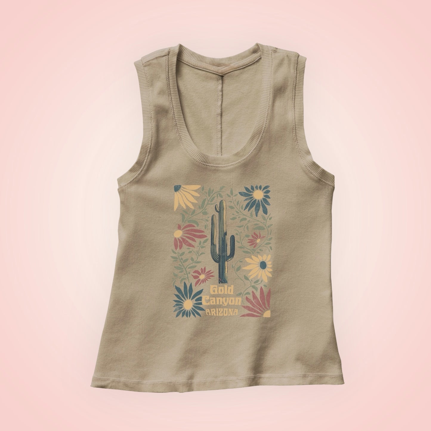U Neck Tank- Illuminated Cactus