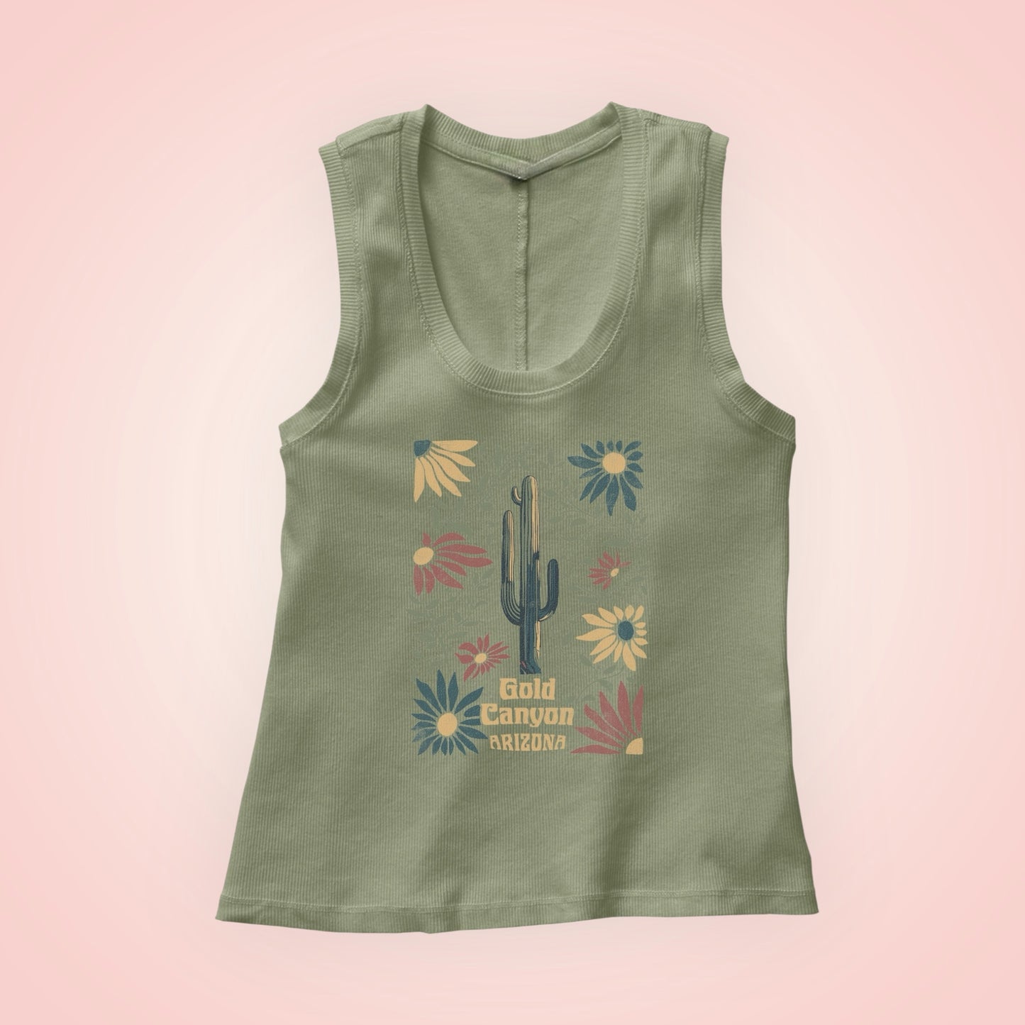 U Neck Tank- Illuminated Cactus