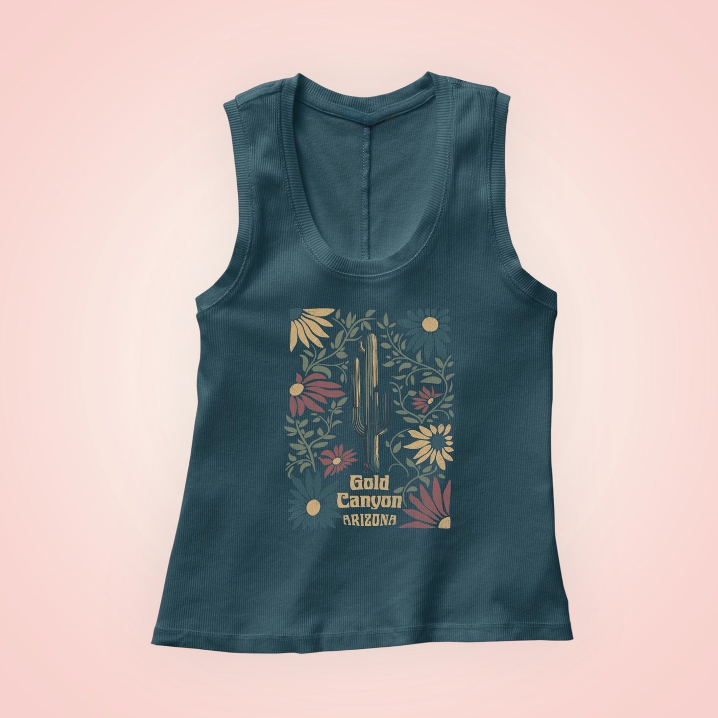 U Neck Tank- Illuminated Cactus