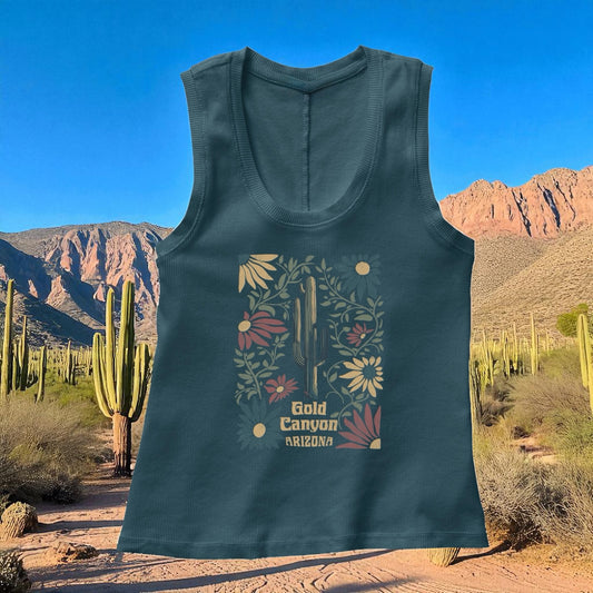 U Neck Tank- Illuminated Cactus