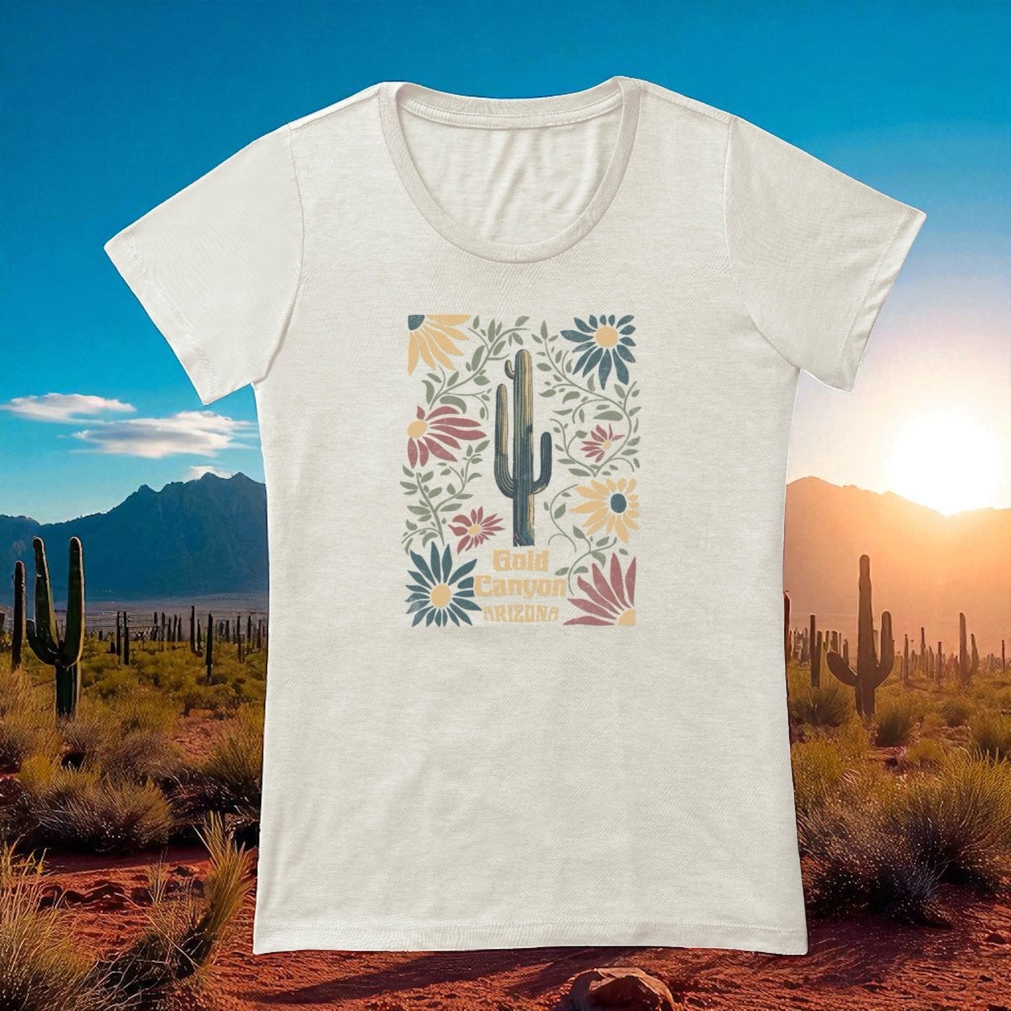 Scoop Neck Tee- Illuminated Cactus