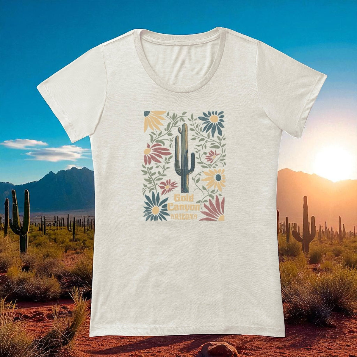 Scoop Neck Tee- Illuminated Cactus