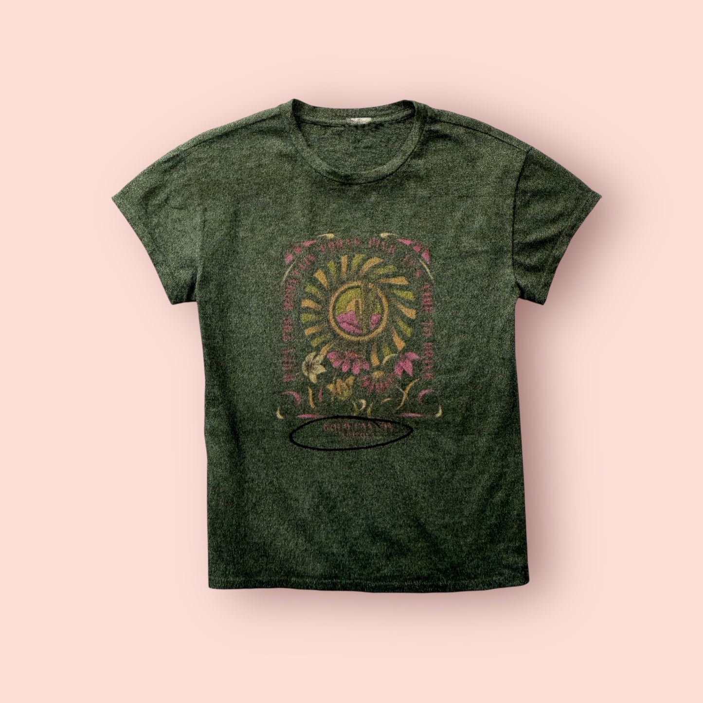 Pigment Dyed Crew Neck Tee- Flower Power When the Mountains Turn Pink