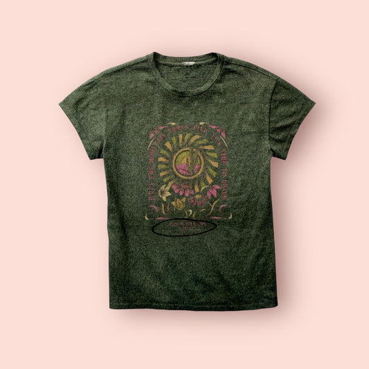 Pigment Dyed Crew Neck Tee- Flower Power When the Mountains Turn Pink