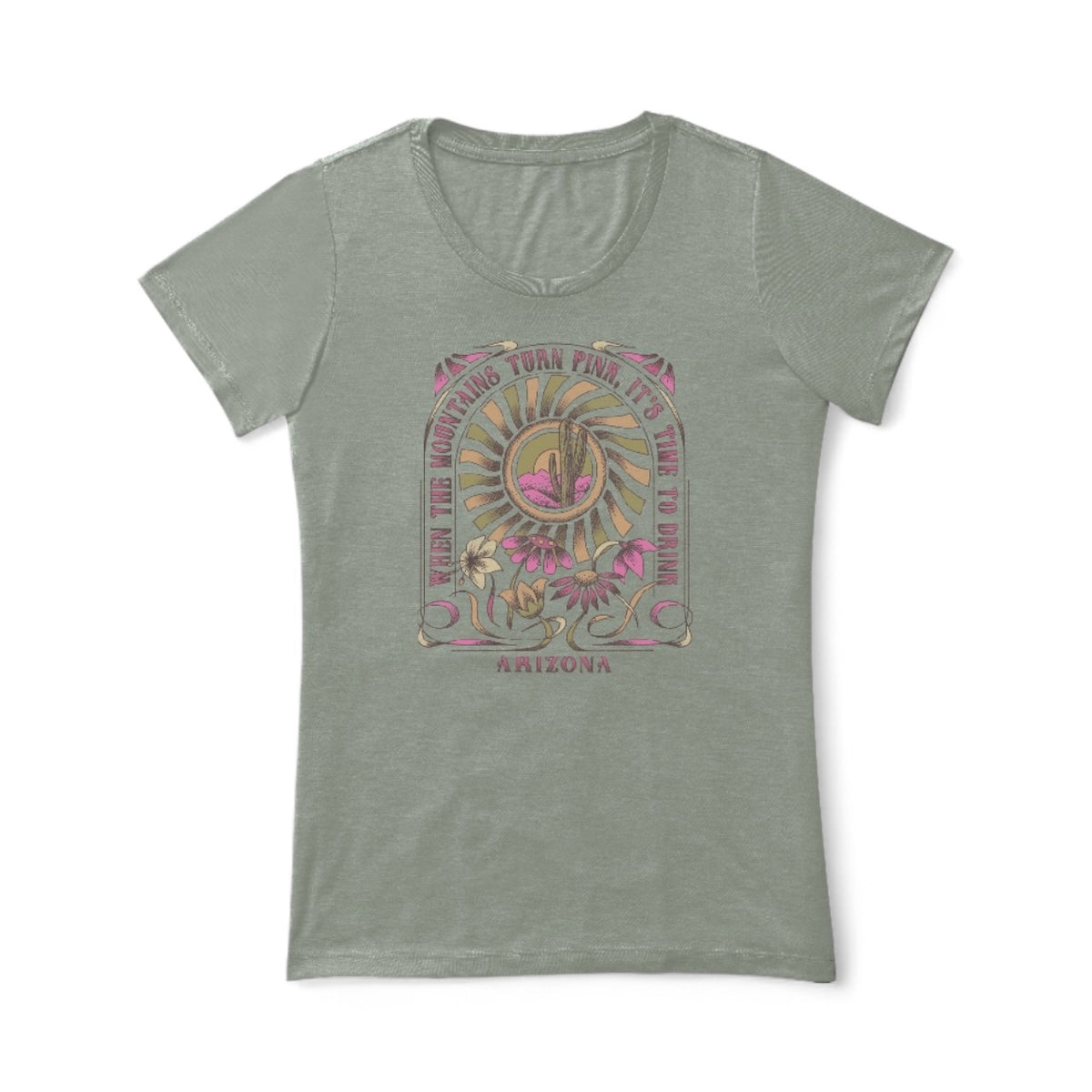 “When the Mountains Turn Pink, It’s Time to Drink!” Arizona Scoop Neck Tee