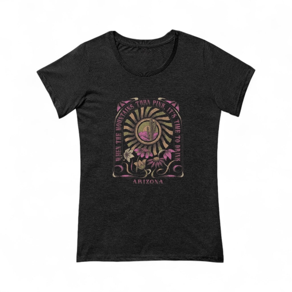 “When the Mountains Turn Pink, It’s Time to Drink!” Arizona Scoop Neck Tee