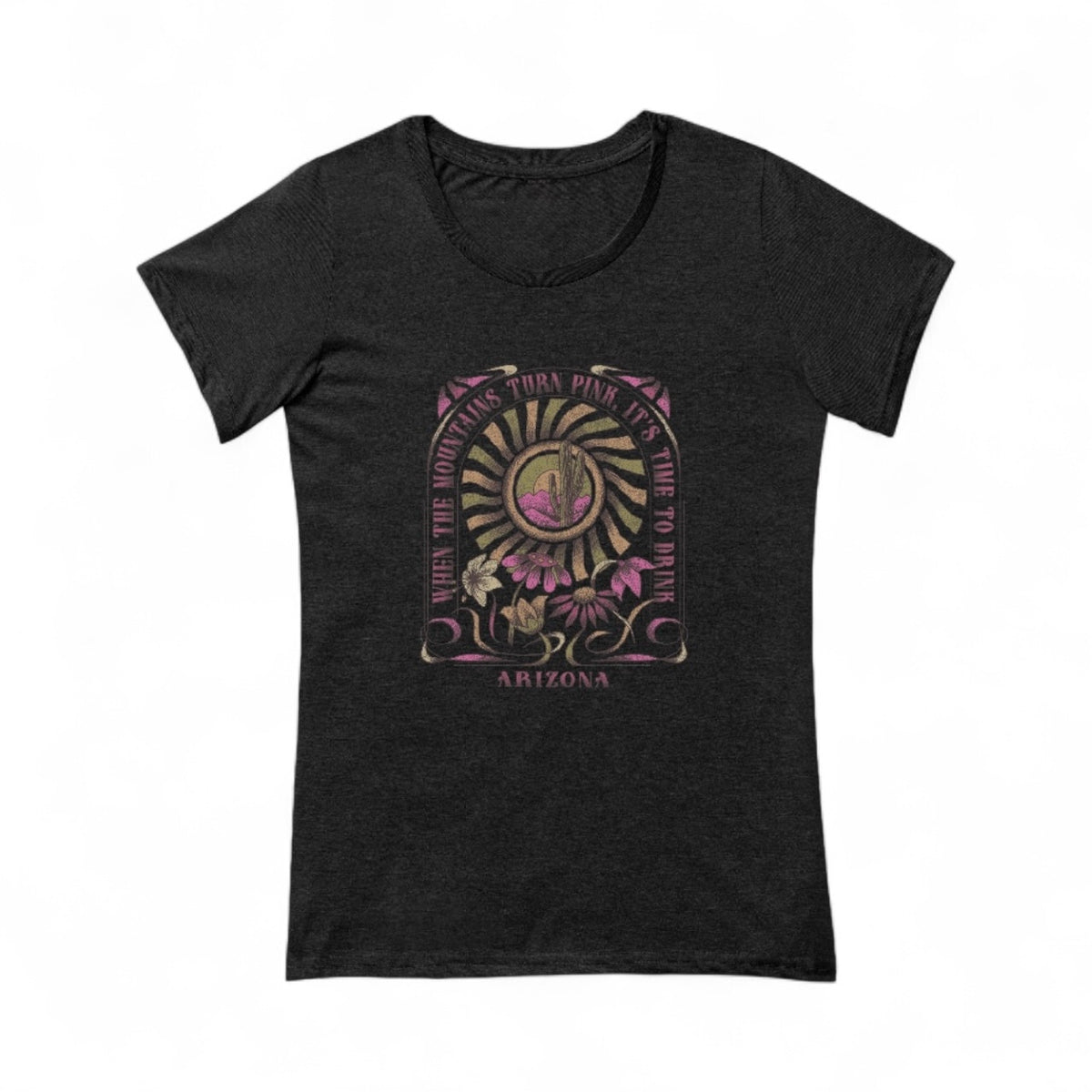 “When the Mountains Turn Pink, It’s Time to Drink!” Arizona Scoop Neck Tee