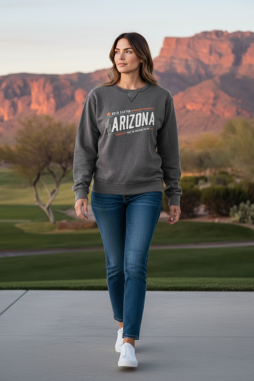 Brown Burnout Fleece Crew- V2 Art