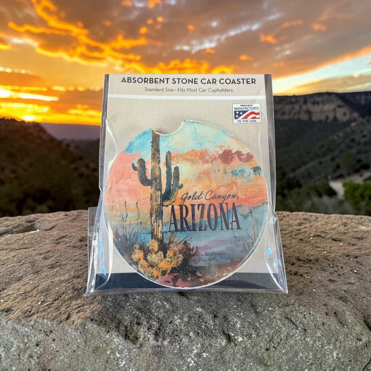 Gold Canyon, AZ Desert Dream Car Coaster Absorbent Stone