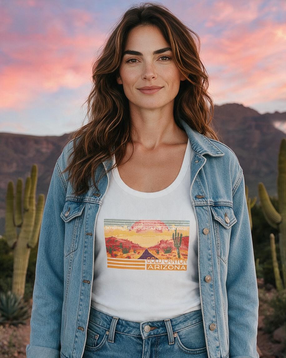 Desert  Sunset  Vista Ribbed U neck Tee