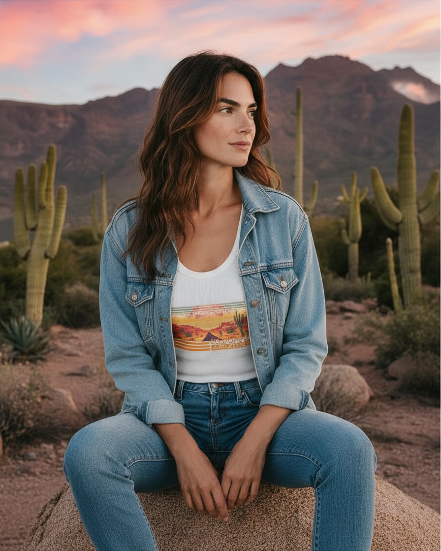 Desert  Sunset  Vista Ribbed U neck Tee