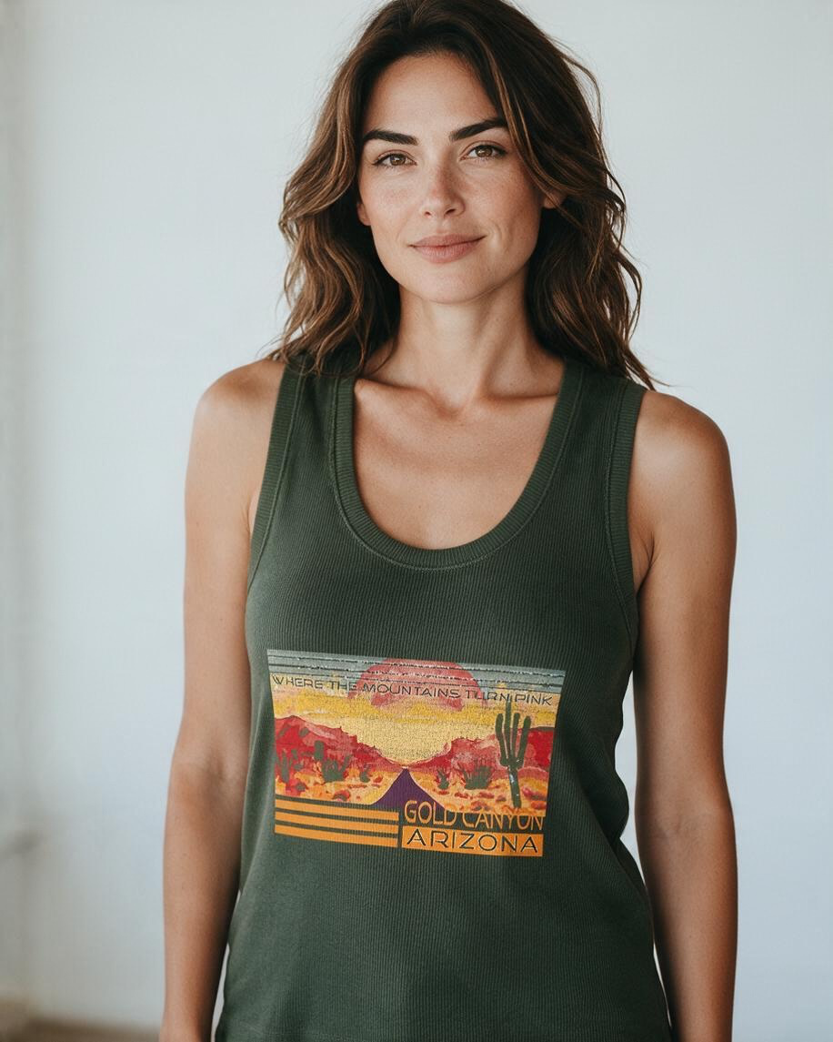 Desert  Sunset  Vista Ribbed U neck Tee