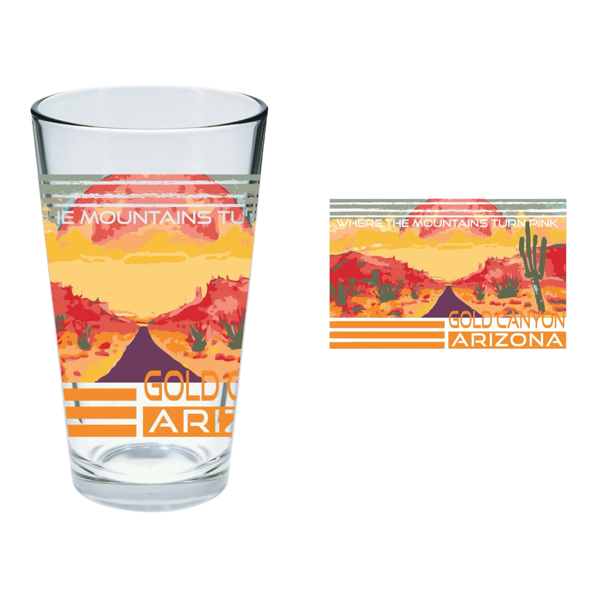 Desert Sunset  Vista Pint Glass- Set of Six Glasses