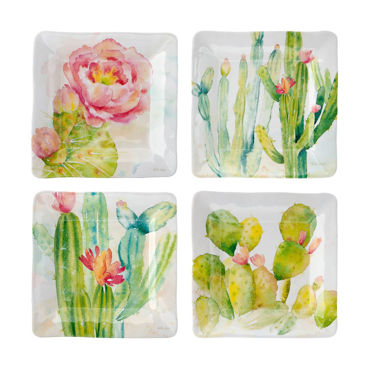 Cactus Bloom Tidbit Plate Set